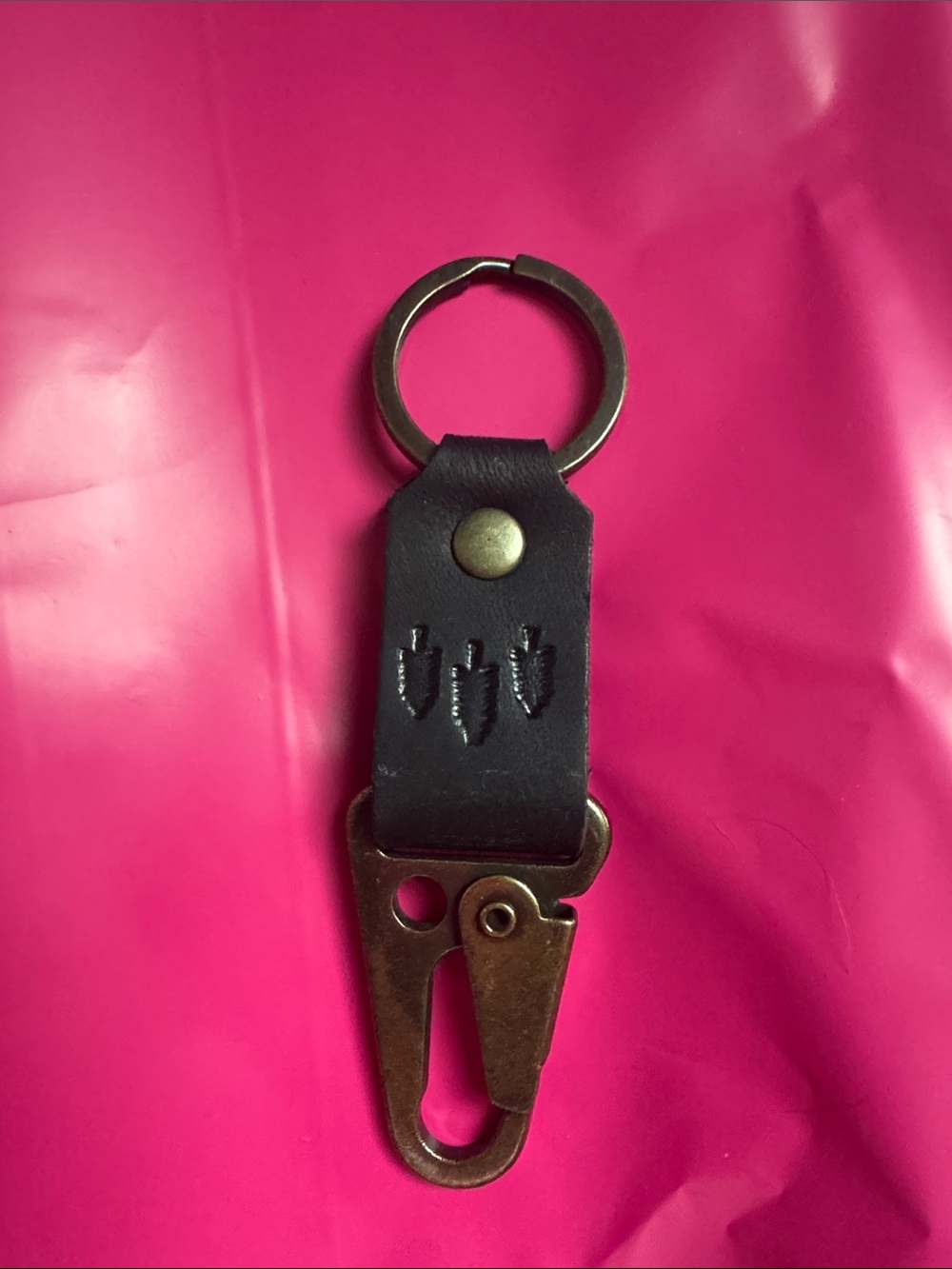 Brown Leather Keychain with clip